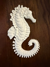 Load image into Gallery viewer, Seahorse Resin Casting Paintable Furniture Applique Coastal Beach Decor Nautical Embellishment DIY Craft Supply