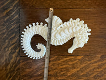 Load image into Gallery viewer, Seahorse Resin Casting Paintable Furniture Applique Coastal Beach Decor Nautical Embellishment DIY Craft Supply