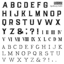 Load image into Gallery viewer, Iron Orchid Designs Apothecary Labels 6" x 6" Decor Stamp Kit - Lettering Roman Numbers Labels Great for Furniture, Crafts and Home Decor