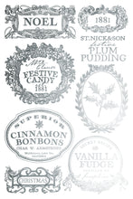 Load image into Gallery viewer, IOD Figgy & Flourish  IOD Transfer 8x12 Pad Silver and Gold Rub On Furniture Crafts Iron Orchid Designs Christmas Foil Transfer