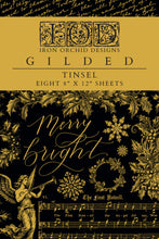 Load image into Gallery viewer, Retired - 
Tinsel - Gilded IOD Transfer  Gold Foil Christmas Labels, Holly, Pine, Music Sheets, Calligraphy and More