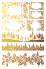 Load image into Gallery viewer, Retired - 
Tinsel - Gilded IOD Transfer  Gold Foil Christmas Labels, Holly, Pine, Music Sheets, Calligraphy and More