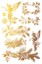 Load image into Gallery viewer, Retired - 
Tinsel - Gilded IOD Transfer  Gold Foil Christmas Labels, Holly, Pine, Music Sheets, Calligraphy and More