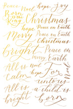 Load image into Gallery viewer, Retired - 
Tinsel - Gilded IOD Transfer  Gold Foil Christmas Labels, Holly, Pine, Music Sheets, Calligraphy and More
