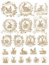 Load image into Gallery viewer, IOD Paint Inlay Spring Melody 16" x 12" Pad 8 Sheets Decorative Furniture Inlay Limited Quantities Bunnies Spring Flowers and more