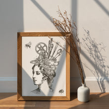 Load image into Gallery viewer, Charlotte IOD 12"x12"  Decor Stamp - Great for Furniture, Crafts and Home Decor Beautiful Portrait Face Gear Brushes Bird Spoon Tea Cup Bees