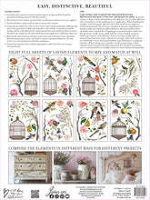 Load image into Gallery viewer, IOD Menagerie IOD Transfer 12x16 Pad Furniture Transfer Rub On Crafts Art by Iron Orchid Designs 8 Sheets Birds Bird Cage Branches Flowers