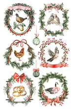 Load image into Gallery viewer, Partridge Lane IOD Transfer 8x12 Pad Rub On Furniture Crafts Iron Orchid Designs Nature with Wreaths Animals and Village Houses Christmas