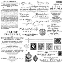 Load image into Gallery viewer, Ephemeral Type IOD 12"x12"  Decor Stamp - Great for Furniture, Crafts and Home Decor Great for Backgrounds Vintage Postcards and Writing