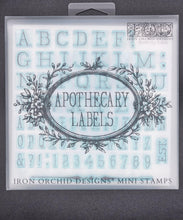 Load image into Gallery viewer, Iron Orchid Designs Apothecary Labels 6&quot; x 6&quot; Decor Stamp Kit - Lettering Roman Numbers Labels Great for Furniture, Crafts and Home Decor
