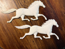 Load image into Gallery viewer, Running Horse Resin Castings Set of 2 Paintable Furniture Appliques White Resin Embellishments for Crafts DIY Decor Horse Decor