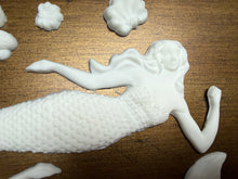 Load image into Gallery viewer, Mermaid Resin Castings and More Swirls 2 Small Shells, A Baby Mermaids Paintable Furniture Appliques Beach Decor DIY Craft Embellishments