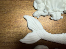 Load image into Gallery viewer, Mermaid Resin Castings and More Swirls 2 Small Shells, A Baby Mermaids Paintable Furniture Appliques Beach Decor DIY Craft Embellishments