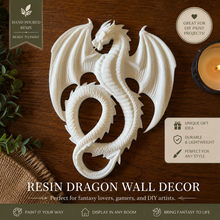 Load image into Gallery viewer, Resin Dragon Casting – Ready to Paint Fantasy Resin Casting – 9.5 Inch Dragon Plaque – DIY Craft Supply – Gamer Decor – Hand Poured Resin