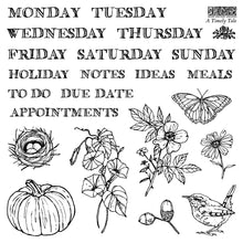 Load image into Gallery viewer, IOD A Timely Tale Stamp Set 6" x 6" Planner & Bullet Journal Stamps Four Sheet Boxed Set by Artist Jane Carkhill
