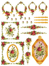 Load image into Gallery viewer, IOD Petite Fleur Red IOD Paint Inlay 12 x 16" 4  Sheets Furniture and Craft Inlay