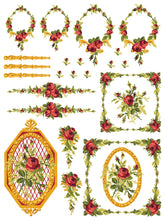 Load image into Gallery viewer, IOD Petite Fleur Red IOD Paint Inlay 12 x 16" 4  Sheets Furniture and Craft Inlay