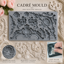 Load image into Gallery viewer, Cadré 6x10 IOD Mould Iron Orchid Designs Clay or Resin for Furniture or Crafts Ornate Baroque Mould |Cherub Furniture Appliqué Cadre