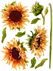 Painterly Florals Furniture Transfer - Sunflowers Lavender and Wild Roses All Perfect for Your Next Craft Project 16" x 12"