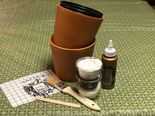 Load image into Gallery viewer, Clay Pot IOD Craft Kit Fleur de Lis Mould, Air Dry Clay, and a Crockery Transfer with  2 Pots, Paints, Sealer, Brush Online Instruction Included