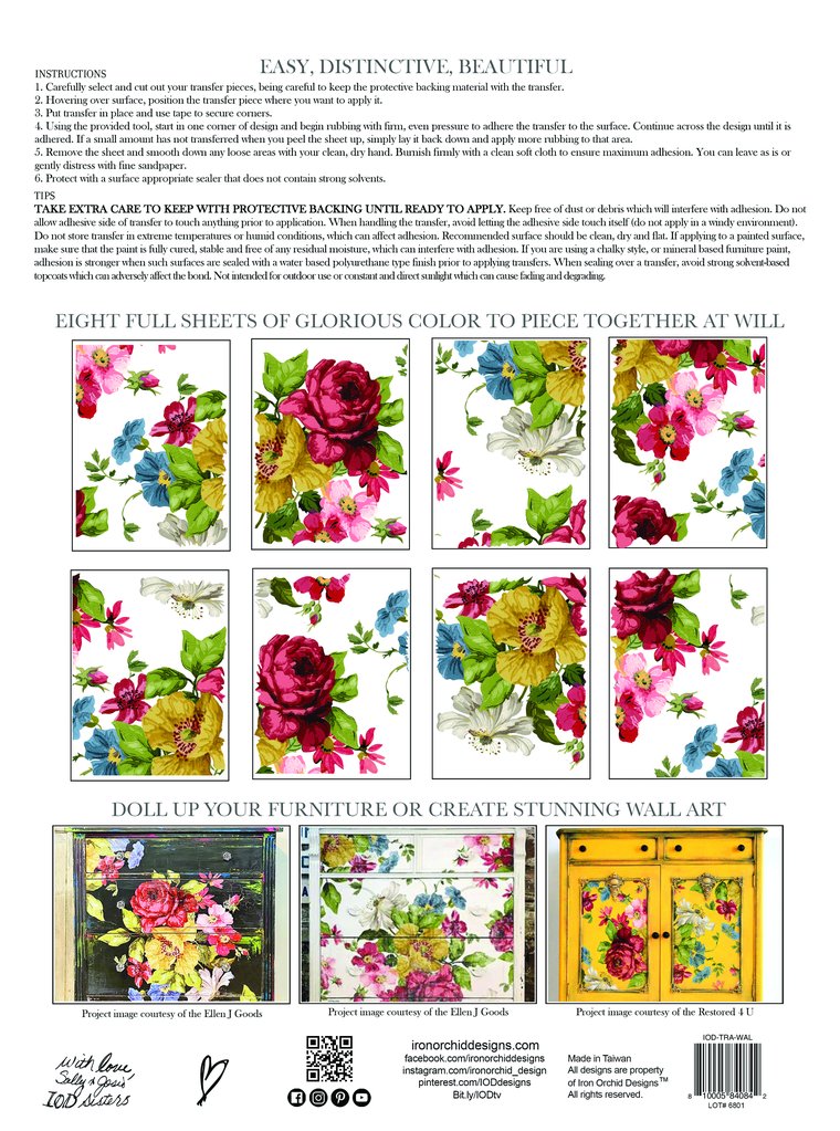IOD Decorative Furniture Transfer May's Roses 12x16 Pad with 4 Sheets –  Goodson Vintage Treasures