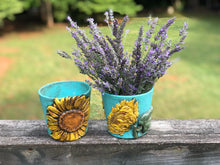 Load image into Gallery viewer, Sunflowers Clay Pot IOD Craft Kit Sunflower Mould, Air Dry Clay, and with 2 Clay Pots, Paints, Sealer, Brushes and Online Instruction Included
