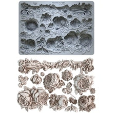 Load image into Gallery viewer, Felicite IOD Decor Furniture Mould 5 x 7  Iron Orchid Designs Use Clay/Resin for Furniture Jewelry Making Sugar Arts Detailed Roses Flowers
