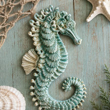 Load image into Gallery viewer, Seahorse Resin Casting Paintable Furniture Applique Coastal Beach Decor Nautical Embellishment DIY Craft Supply
