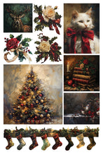 Load image into Gallery viewer, Crimson Velvet- IOD Decorative Furniture Transfer  8&quot; x 12&quot; Pad 8 Sheets Reindeer, Garlands,Banners,Stars, Stockings, Cat, Owl and More

