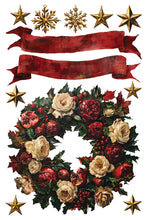 Load image into Gallery viewer, Crimson Velvet- IOD Decorative Furniture Transfer  8&quot; x 12&quot; Pad 8 Sheets Reindeer, Garlands,Banners,Stars, Stockings, Cat, Owl and More
