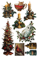 Load image into Gallery viewer, Crimson Velvet- IOD Decorative Furniture Transfer  8&quot; x 12&quot; Pad 8 Sheets Reindeer, Garlands,Banners,Stars, Stockings, Cat, Owl and More
