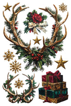Load image into Gallery viewer, Crimson Velvet- IOD Decorative Furniture Transfer  8&quot; x 12&quot; Pad 8 Sheets Reindeer, Garlands,Banners,Stars, Stockings, Cat, Owl and More
