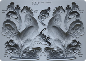 IOD Decor Mould Chanticleer 5"x7" Iron Orchid Designs Use With Clay or Resin Jewelry Making, Sugar Arts, Ceramics Rooster Flourishes