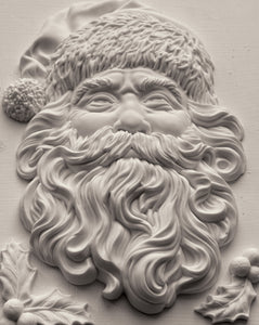 IOD Decor Mould  Saint Nick 5" x 7" Iron Orchid Designs Santa Head Use With Clay or Resin Jewelry Making, Sugar Arts, Ceramics