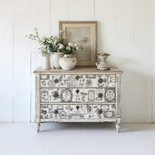 Load image into Gallery viewer, IOD Floriography Decorative Furniture  Iron Orchid Designs IOD Paint Inlay 16&quot; x 12&quot; PAD™  Greytone Floral Vintage Labels Old Time Graphics
