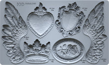 Load image into Gallery viewer, IOD Decor Mould Heraldry 6x10 Iron Orchid Designs Use Clay / Resin Furniture Crafts Signs Sugar Arts, Ceramics Heart Wings Shield Medallion
