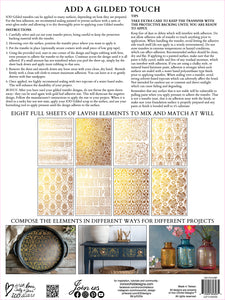 IOD Emporium Decor Foil Transfer New Type of Transfer 12" x 16"  Rub On Furniture and Crafts Gold Foil 8 Pages  Iron Orchid Designs