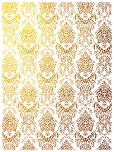 IOD Emporium Decor Foil Transfer New Type of Transfer 12" x 16"  Rub On Furniture and Crafts Gold Foil 8 Pages  Iron Orchid Designs