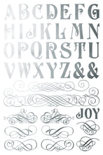 Load image into Gallery viewer, IOD Figgy &amp; Flourish  IOD Transfer 8x12 Pad Silver and Gold Rub On Furniture Crafts Iron Orchid Designs Christmas Foil Transfer
