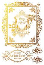 Load image into Gallery viewer, IOD Figgy &amp; Flourish  IOD Transfer 8x12 Pad Silver and Gold Rub On Furniture Crafts Iron Orchid Designs Christmas Foil Transfer
