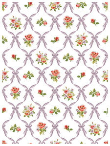 IOD Ditsy Blooms Decorative Furniture &nbsp;Iron Orchid Designs IOD Paint Inlay 16" x 12" PAD™ &nbsp;Roses Bluebells and Ribbons Pink Rose Florals