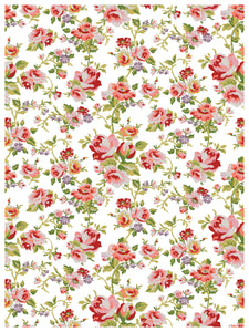 IOD Ditsy Blooms Decorative Furniture &nbsp;Iron Orchid Designs IOD Paint Inlay 16" x 12" PAD™ &nbsp;Roses Bluebells and Ribbons Pink Rose Florals
