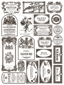 IOD Floriography Decorative Furniture  Iron Orchid Designs IOD Paint Inlay 16" x 12" PAD™  Greytone Floral Vintage Labels Old Time Graphics