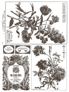 IOD Floriography Decorative Furniture  Iron Orchid Designs IOD Paint Inlay 16" x 12" PAD™  Greytone Floral Vintage Labels Old Time Graphics