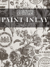 Load image into Gallery viewer, IOD Floriography Decorative Furniture  Iron Orchid Designs IOD Paint Inlay 16&quot; x 12&quot; PAD™  Greytone Floral Vintage Labels Old Time Graphics
