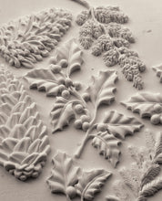 Load image into Gallery viewer, Winter Forage - IOD Decor Mould 6x10 Iron Orchid Designs Use Clay/Resin for Furniture Jewelry Making Sugar Arts Pine Cones Holly
