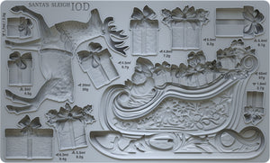 Santa's Sleigh - IOD Decor Furniture Mould 6x10 Iron Orchid Designs Use Clay/Resin for Signs, Furniture, Crafts, Sugar Arts