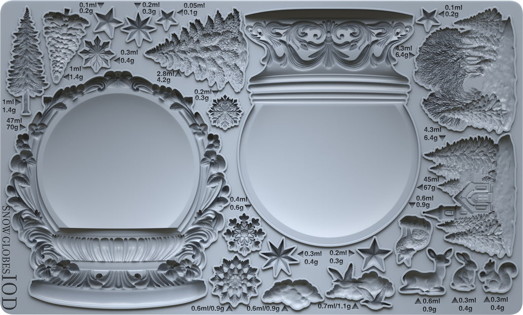 Snow Globes- IOD Decor Craft Mould 6x10 Iron Orchid Designs Use Clay/Resin for Ornaments, Signs, Sugar Arts
