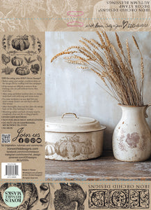 Autumn Blessings 12"x12"  Decor Stamp - Great for Furniture, Crafts and Home Decor Pumpkins Turkey