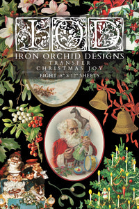 IOD Christmas Joy  IOD Transfer 8x12 Pad Rub On Furniture Crafts Iron Orchid Designs